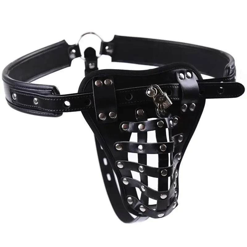 Leather Chastity Pants Sexy Clothing Nightclub Stage Performance Props BDSM Alternative Sex Bondage Toys for Women and Couples