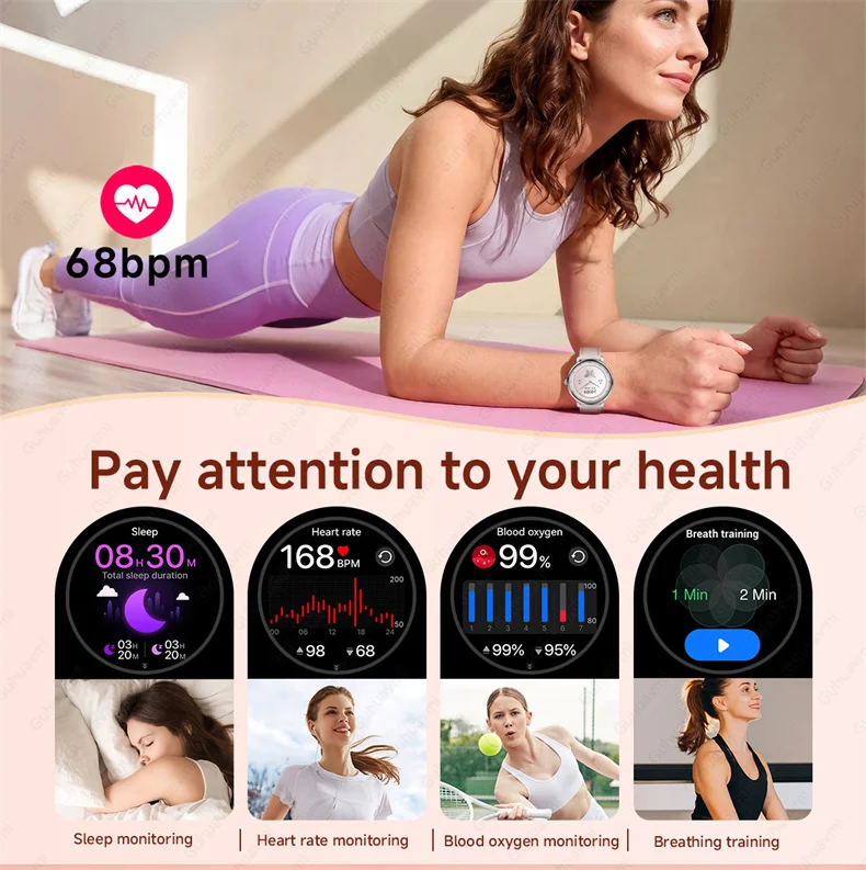 Neue 1,19" Ultra-Dünne Damen Smartwatch in Rosa mit Bluetooth-Anruffunktion, Anpassbaren Zifferblättern, Herzfrequenz- und Schlafüberwachung, Sportfunktionen und Uhrwerk – Detail 9