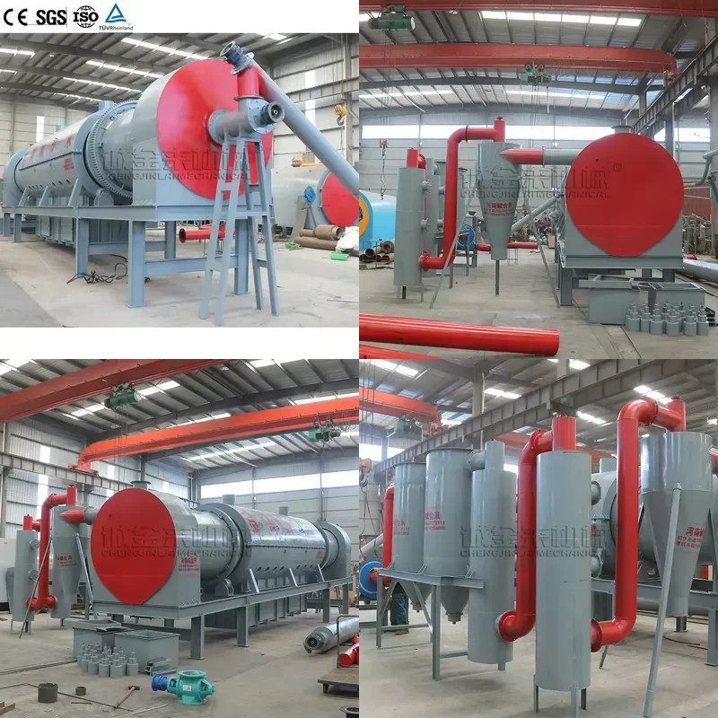 Continuous Rotary Smokeless Biochar Making Machine Activated Carbon Black Powder Production Line with Motor Core Component