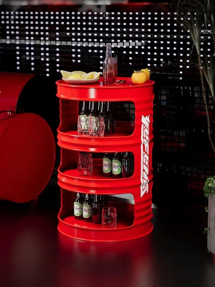 رف تخزين متعدد الطبقات إبداعي عتيق صناعي Qingba Bistro حامل عرض أسطوانة الزيت والنقش التجاري والحرف المعدنية #2