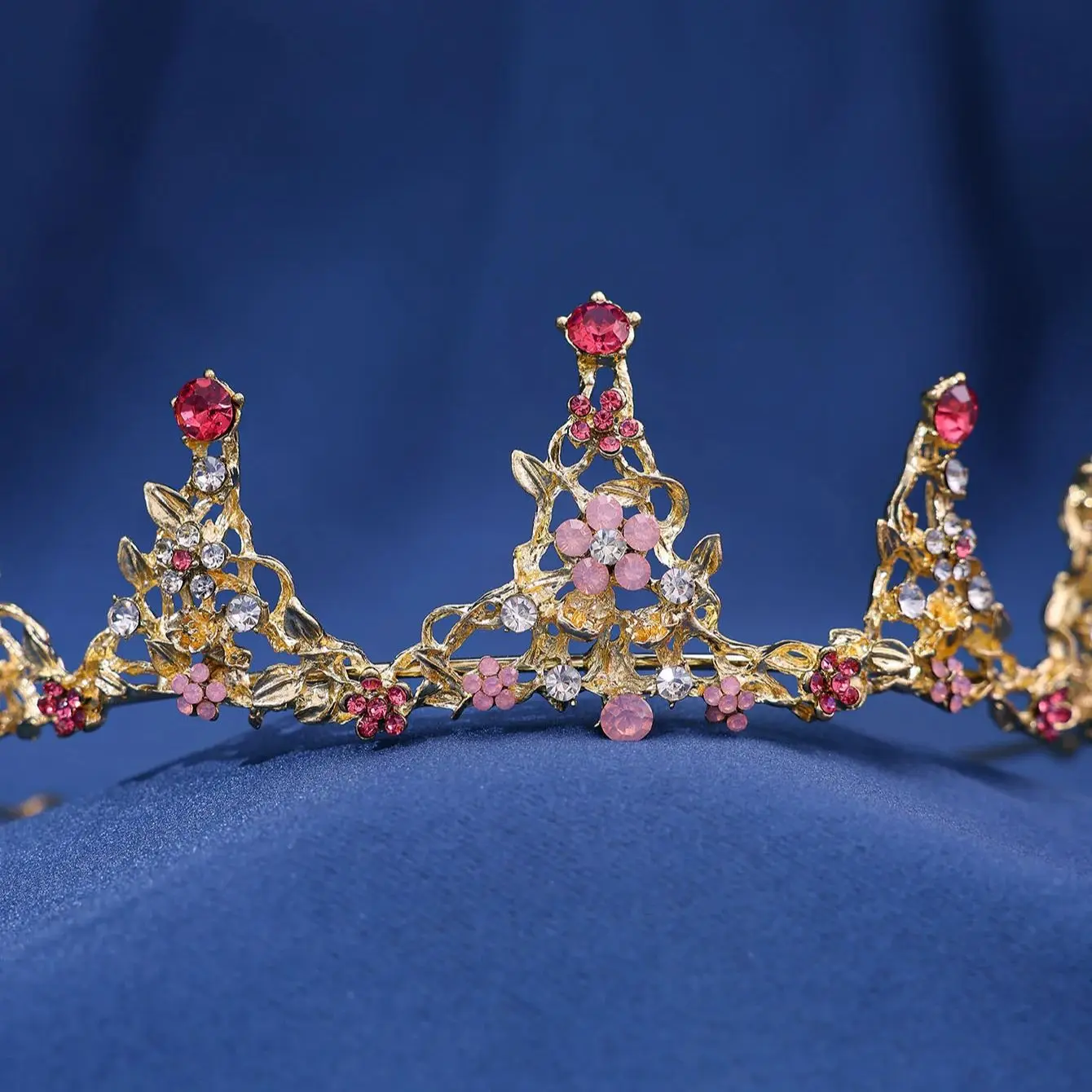 Vintage Women Headband Gold Rhinestone Crystal Flower Crown Tiara Wedding Headband Bridal Hair Jewelry Accessories image 2