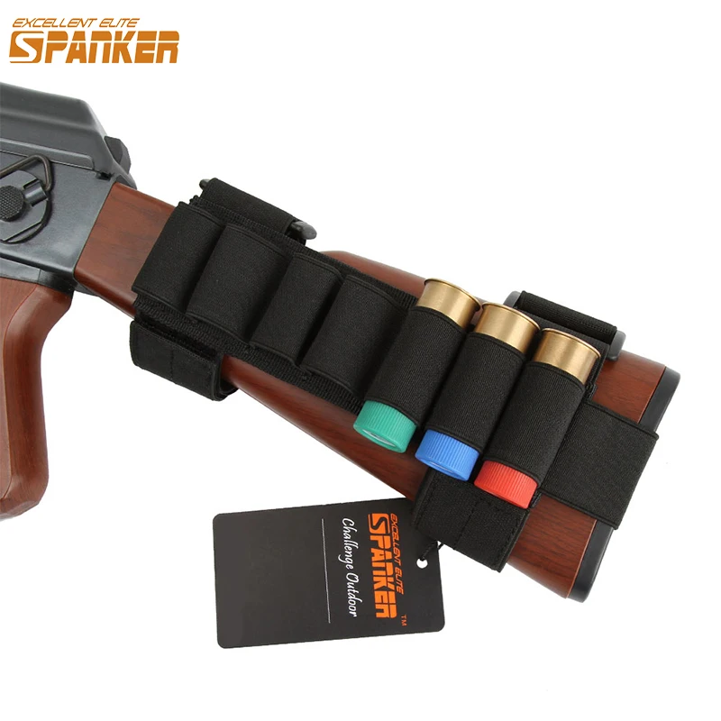 Tactical 5 Rounds Shotgun Buttstock Pouch Shell Holder Bullet Cartridge Bandolier Gun Magazine Pouch Hunting Accessory