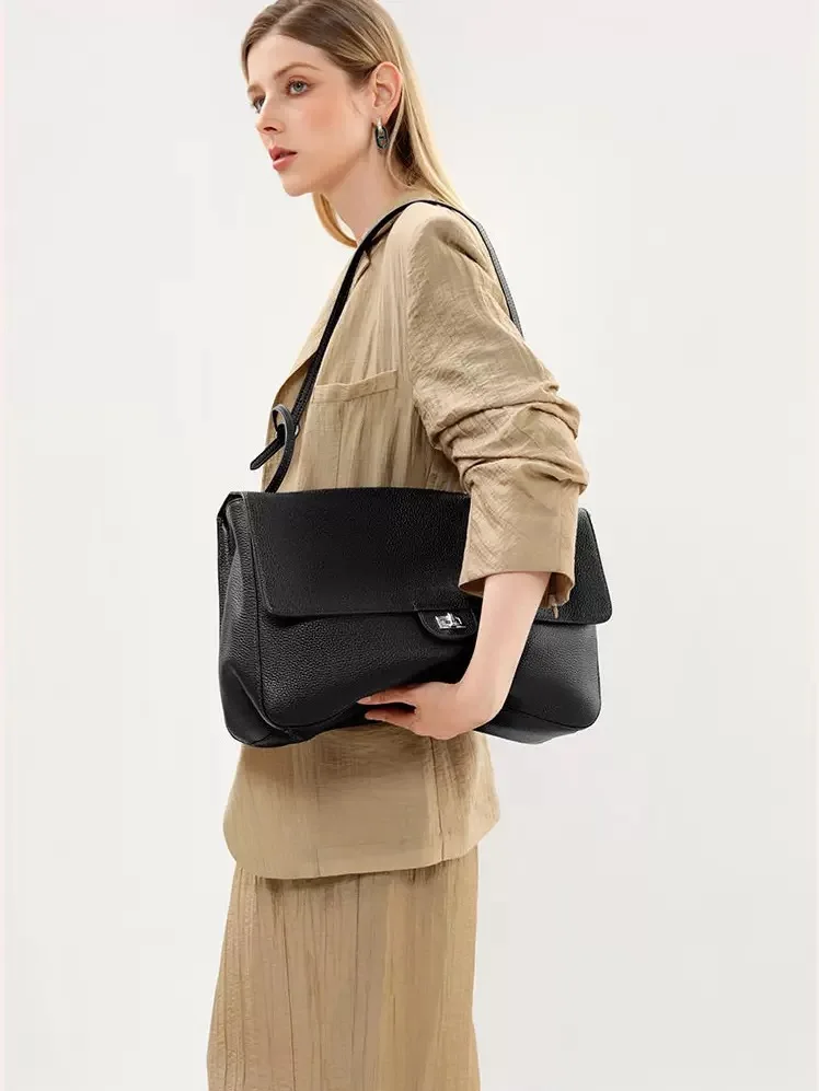 Designer-Umhängetaschen mit Klappe und Verschluss für Damen, luxuriöse, weiche PU-Leder-Crossbody-Tasche, klassische Vintage-Damen-Messenger-Tasche 2026 – Detail 2