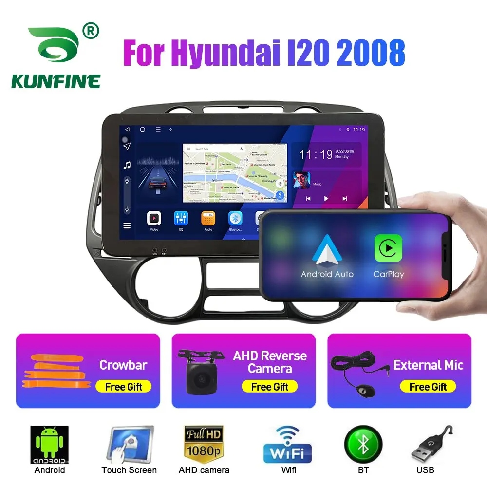 

10,33-дюймовый автомобильный радиоприемник для Hyundai I20 2008 2Din Android, восьмиядерный автомобильный стерео DVD, GPS-навигационный плеер, экран QLED Carplay