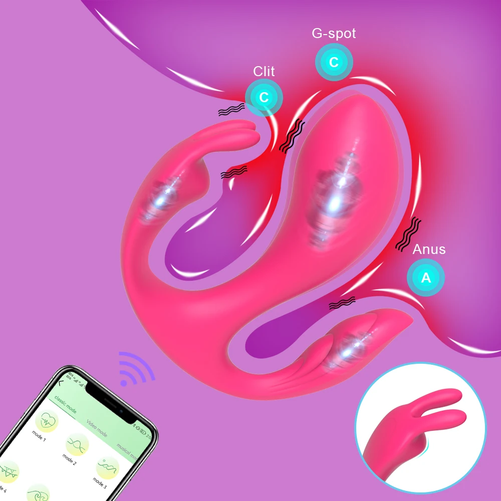 3 in 1 Bluetooth APP Control Vibrator Female Clitoris Stimulator G Spot Dildo Anal Plug Sex Toy for Women Couple Adult Goods