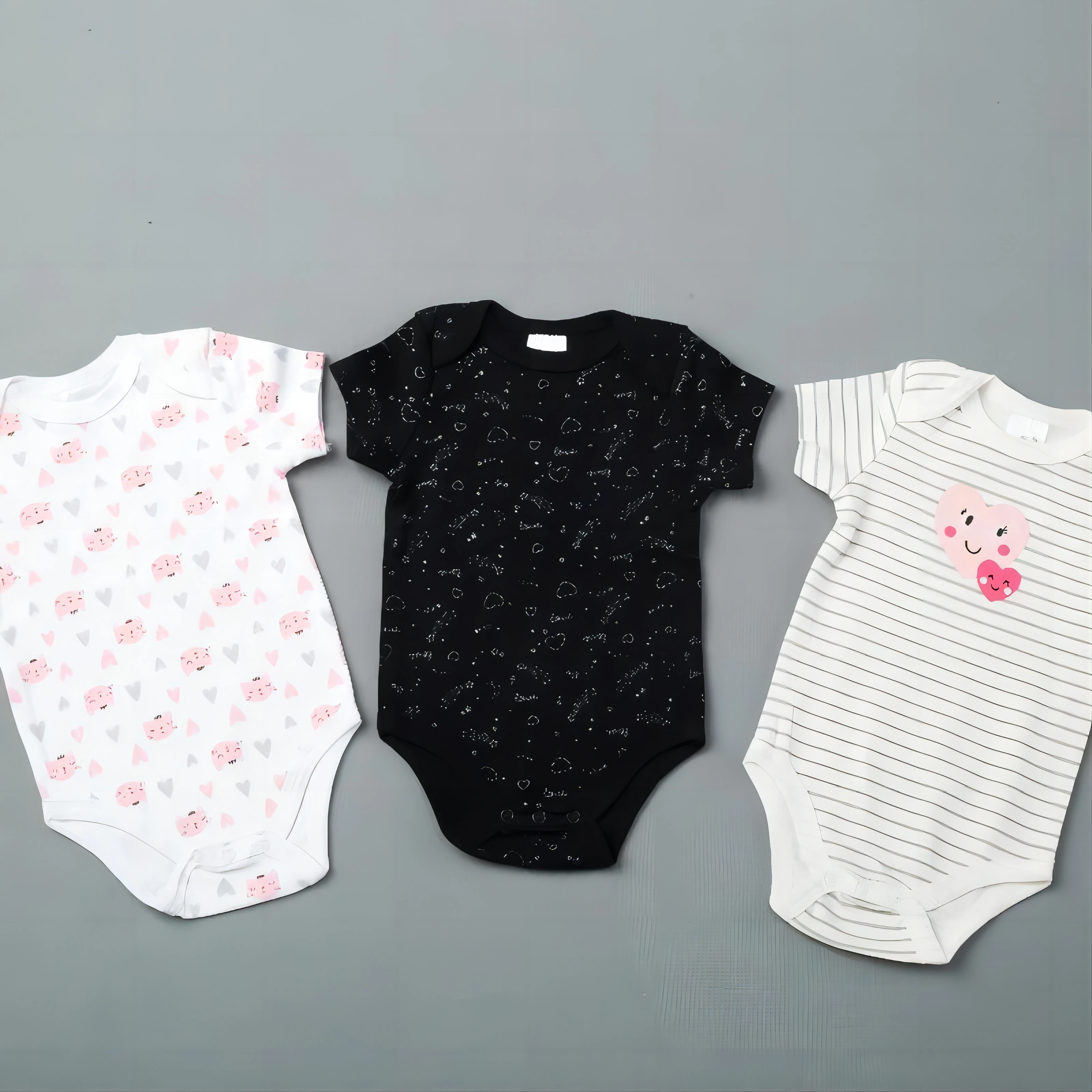 3PCS Summer  Boys And Girls Cute Graphic Rompers Set Short-sleeved Triangle Jumpsuit Newborn Cotton Comfy Onesie Clothes Pajamas