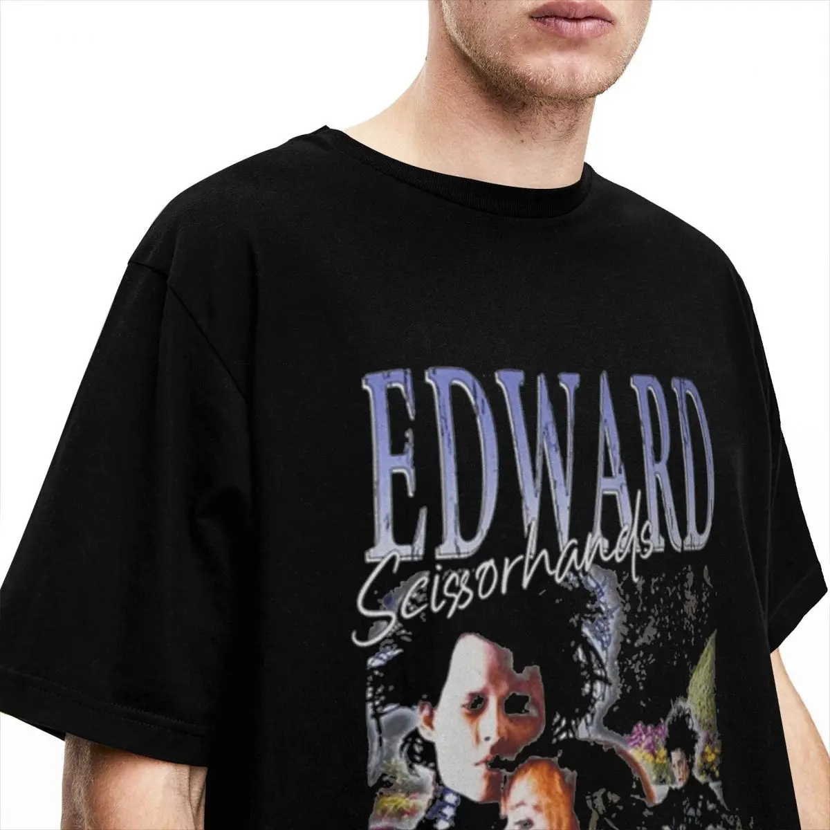 Edward Scissorhands Shirt Accessories Men Women Pure Cotton Vintage loving movie T-shirt Short Sleeve Clothes Graphic Printed