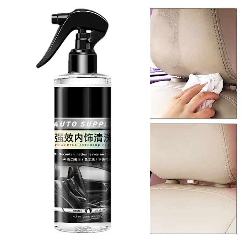 Limpador de Espuma Multiuso, Couro Limpo, Spray de Lavagem de Carro, Auto Limpadores Domésticos Interiores, Remoção de Mancha, 256ml