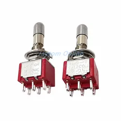 1pc SH T80-T Mini Toggle Switch Round Top Anti-mishandling Locking Lever 6.35mm Panel Mount  6Pins 2/3 Positions ON OFF ON