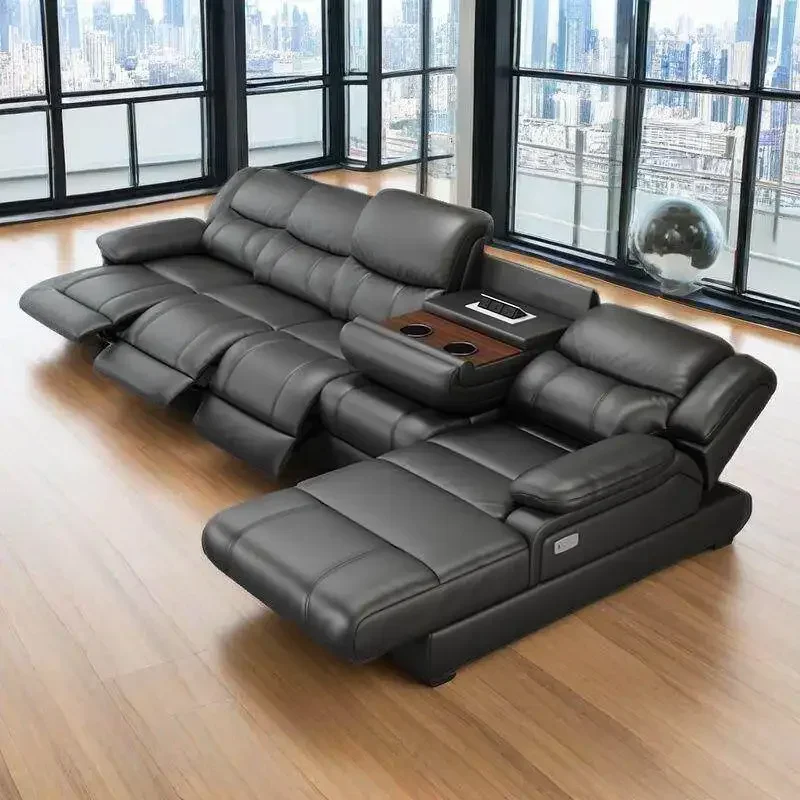 9New Living Room Electric Recliner Sofa Charger Ports Lounges Electric Recliner Sofa Sectional Massage Divano Soggiorno Furnitur