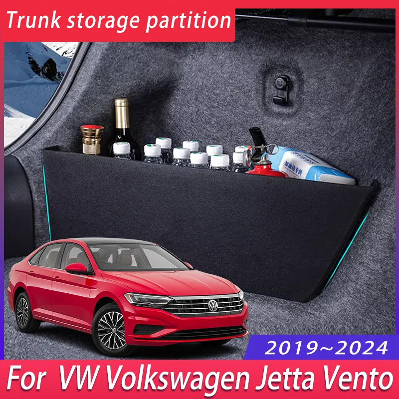 For VW Volkswagen Jetta Vento 2019~2024 2020 Car Trunk Storage Partition Multi-function Storage Box Auto Interior Accessories