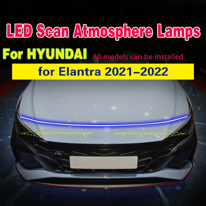 For Hyundai Elantra 2021-2022 DRL Scan Starting FogLight Daytime Running Lights Car Fog Lamp 12V Decorative Ambient Lamp Strip