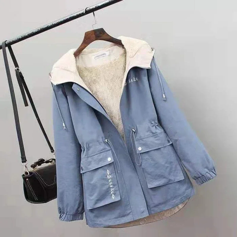 Add Velvet Thick Warm Outwear All-match Casual Short Loose Windbreaker Female Hooded Coat C Women Winter Parkas Jacket 2026 New