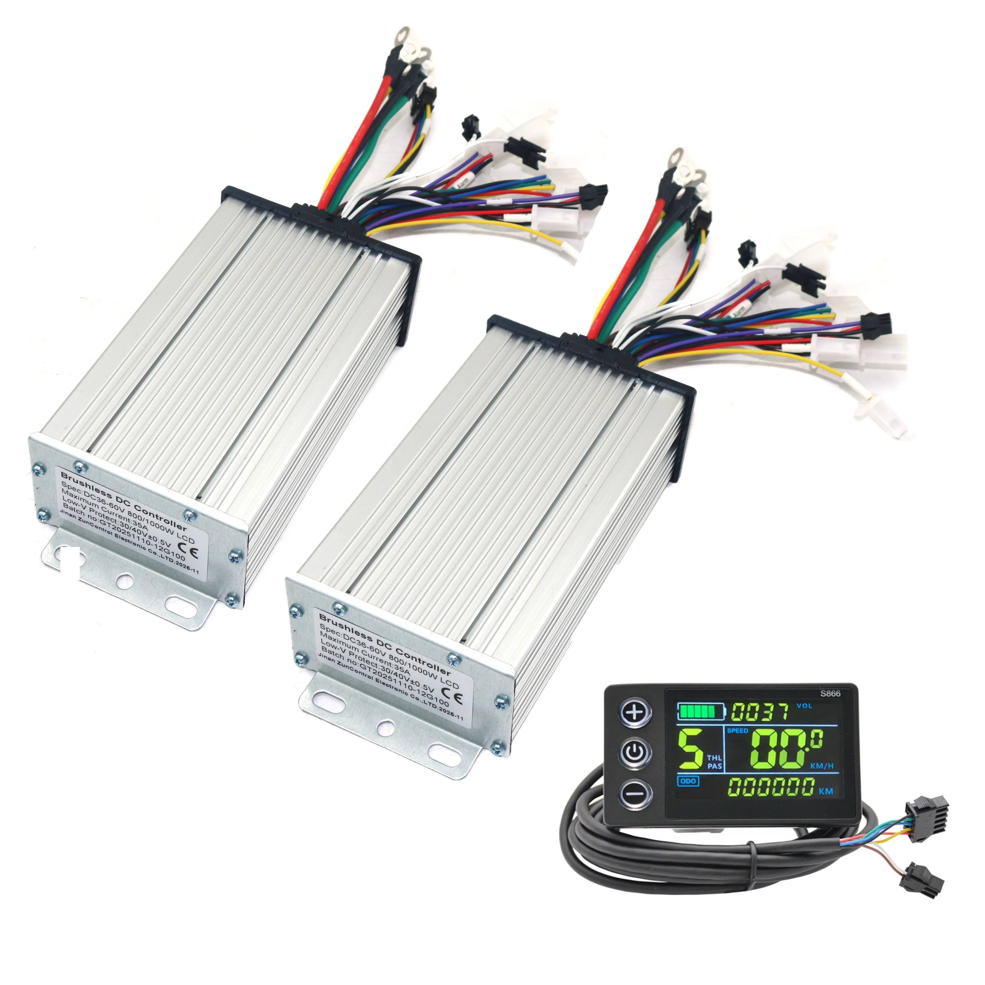 

Dual drive 36V/48V60V1000W35A BLDC Electric scooter controller E-bike 2 pcs brushless speed driver and 1Pcs LCD Display one set