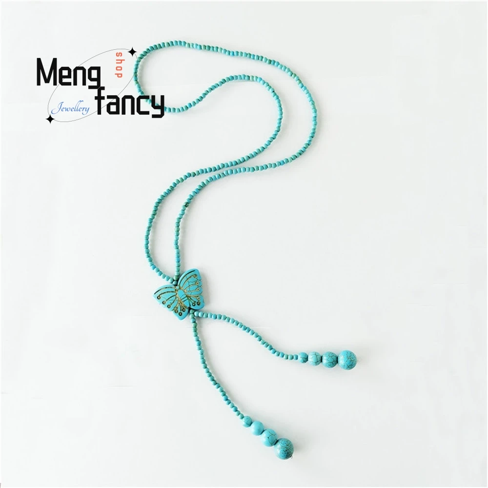 

New Butterfly Necklace, Natural Stone Turquoise Long Necklace Fashion Jewelry Handicraft Best Selling Luxury Jewelry Exquisite