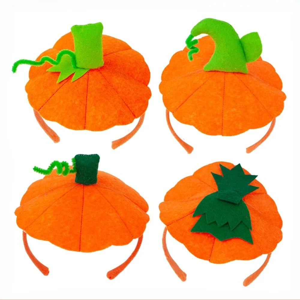 

10pcs Pumpkin Hat Headbands for Halloween Costume Party Adults and Kids Orange