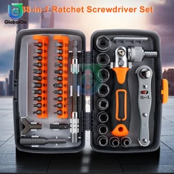 38 in 1 Screwdriver Set Retractable Household Multifunctional Plum Shaped Rice Word Ratchet Screwdriver Box 1 Set