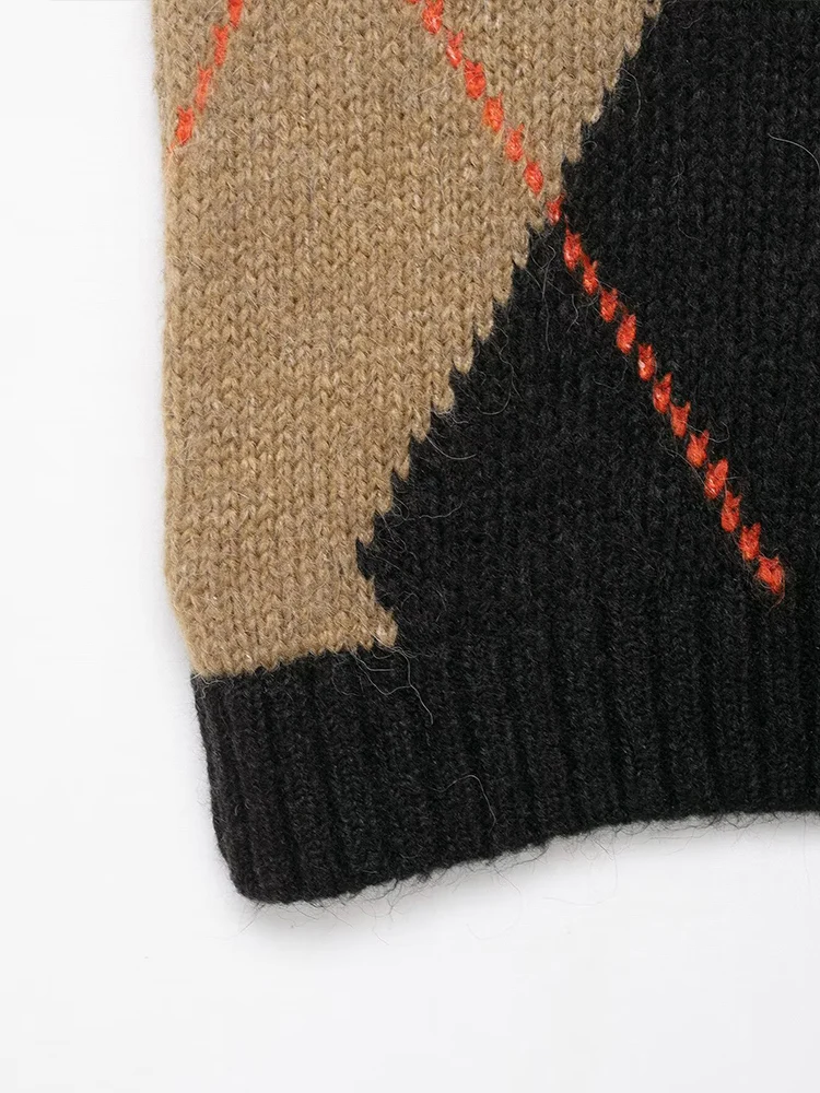 เสื้อกั๊กไหมพรมลายเพชร ดีไซน์ทันสมัยสไตล์ยุโรปและอเมริกา คอลเลคชั่นใหม่ล่าสุดสำหรับฤดูใบไม้ร่วงปี 2025