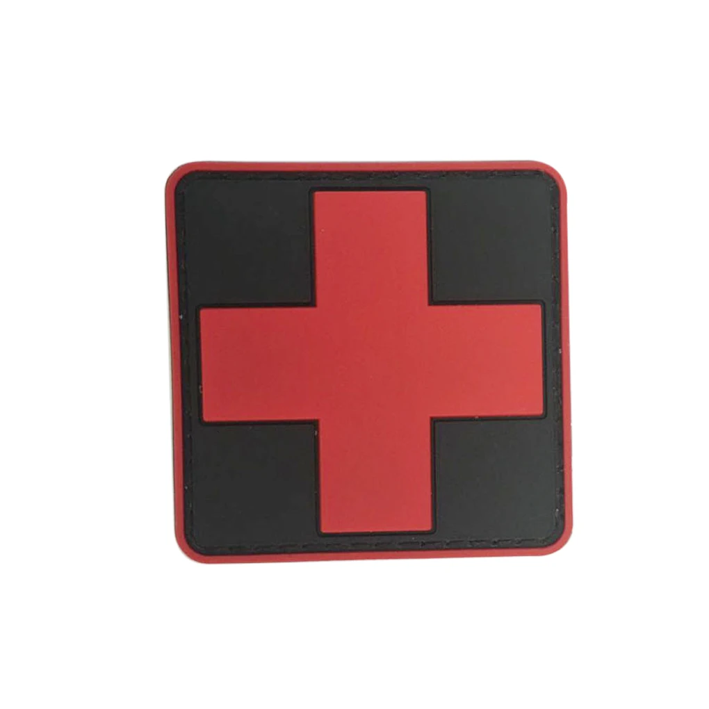 Self-adhesive Arm Badge Unisex Clothes Shirt Sleeve Adhesive PVC 3D Rescue Arm Patch, Red Base