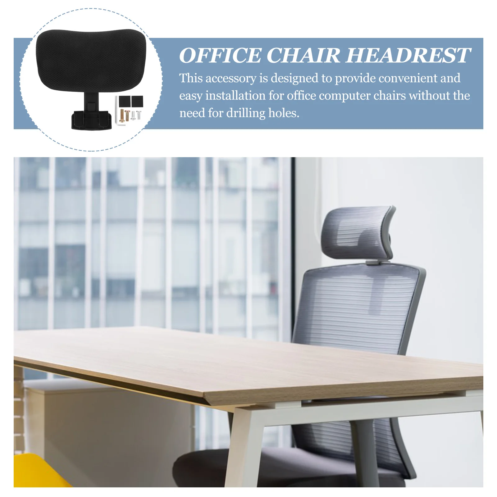 

1 Set Adjustable Computer Headrest Plastic Nylon Surface Neck Support Office Home Use Chair Headrest Office Chair Accessory Head