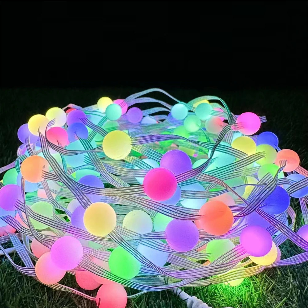 New USB rgb magic light string app Bluetooth Christmas holiday decoration camping light magic dot control round ball LED string