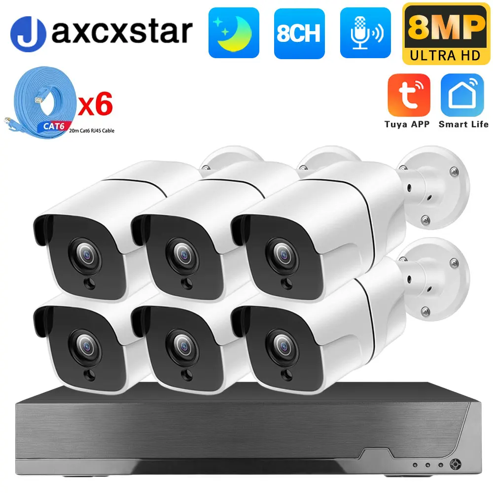 

8CH POE NVR Kit with 4x 4K IP Cameras | Human Detection, Audio, Indoor/Outdoor Use | Tuya Smart Security System