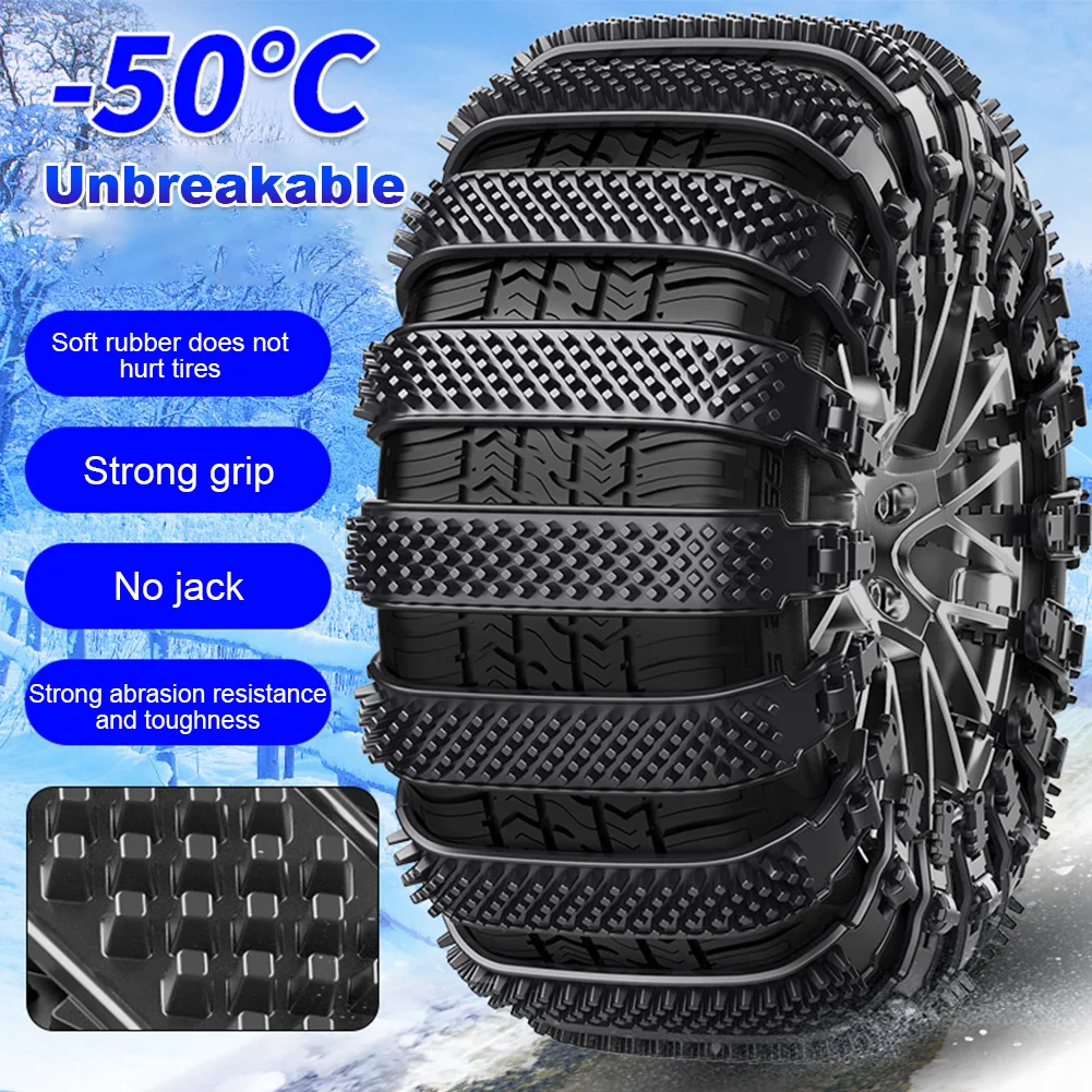 10 Pack Universal Car Snow Chains for Trucks SUVs Adjustable Anti-Slip Tire Zip Ties Snow Chains for Winter Driving & Muddy Road