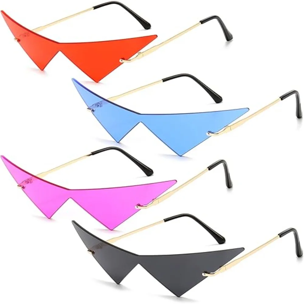

Anime Glasses Gothic Punk Cosplay Costume Oversized Cat Eye Rimless Sunglasses Accessories Props Trend Triangle Eyewear