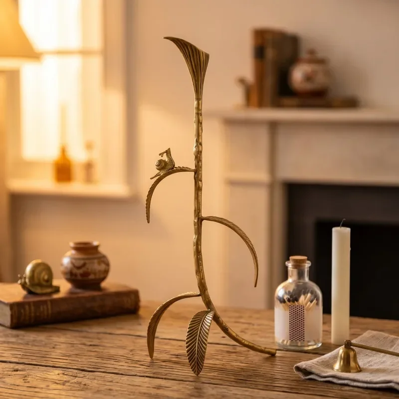 Vintage Brass Candle Holder European Light Luxury Style Retro Table Centerpiece for Living Room Dining Decor Romantic Home
