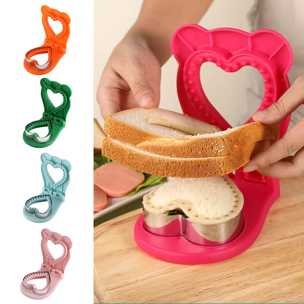 Sandwichpresse Herzform Sandwich-Schneider und -Versiegler Klappbar für Kinder-Lunch Edelstahlklinge Sandwich-Brot-Toast-Formen