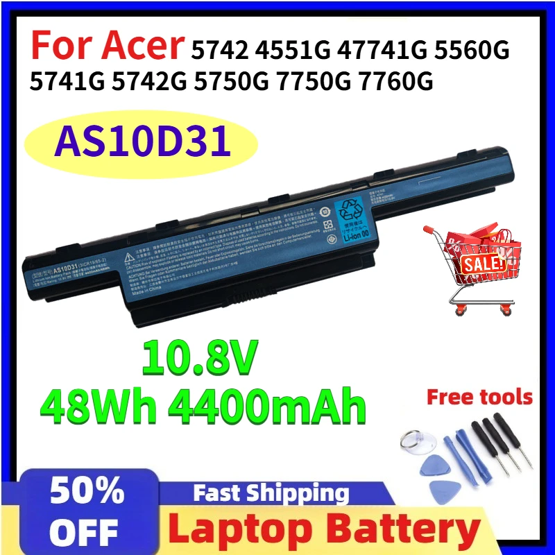 

Аккумулятор для ноутбука AS10D31, 4400 мАч, для Acer 5742, 4551G, 47741G, 5560G, 5741G, 5742G, 5750G, 7750G, 7760G, а также AS10D51, AS10D71, AS10D81, AS10D73