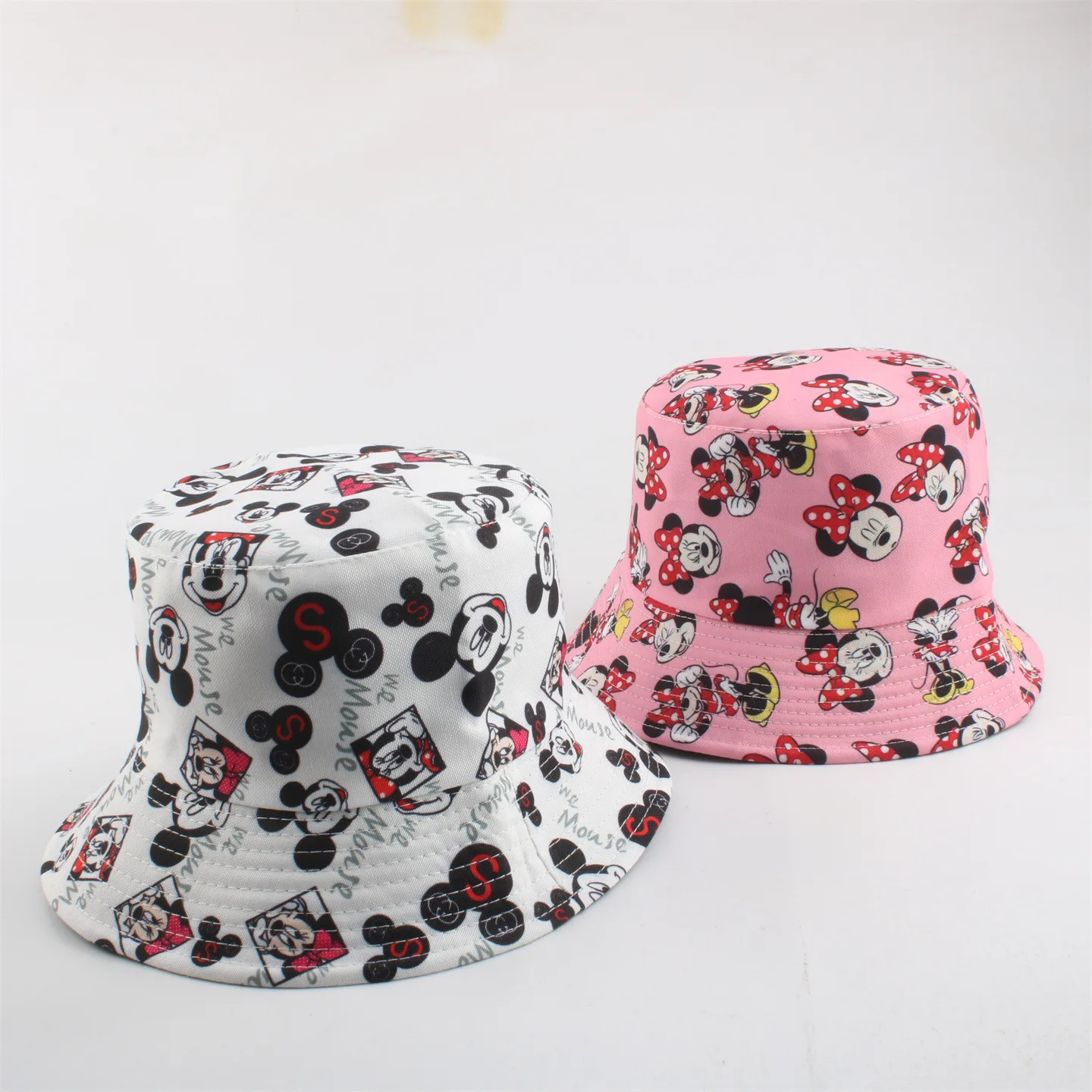 Chapéu Bucket Infantil Disney Anime: Mickey e Minnie, Desenho Animado, Fofo, para Meninos e Meninas, em Poliéster e Algodão, Proteção Contra o Vento, Presente Quente para Crianças