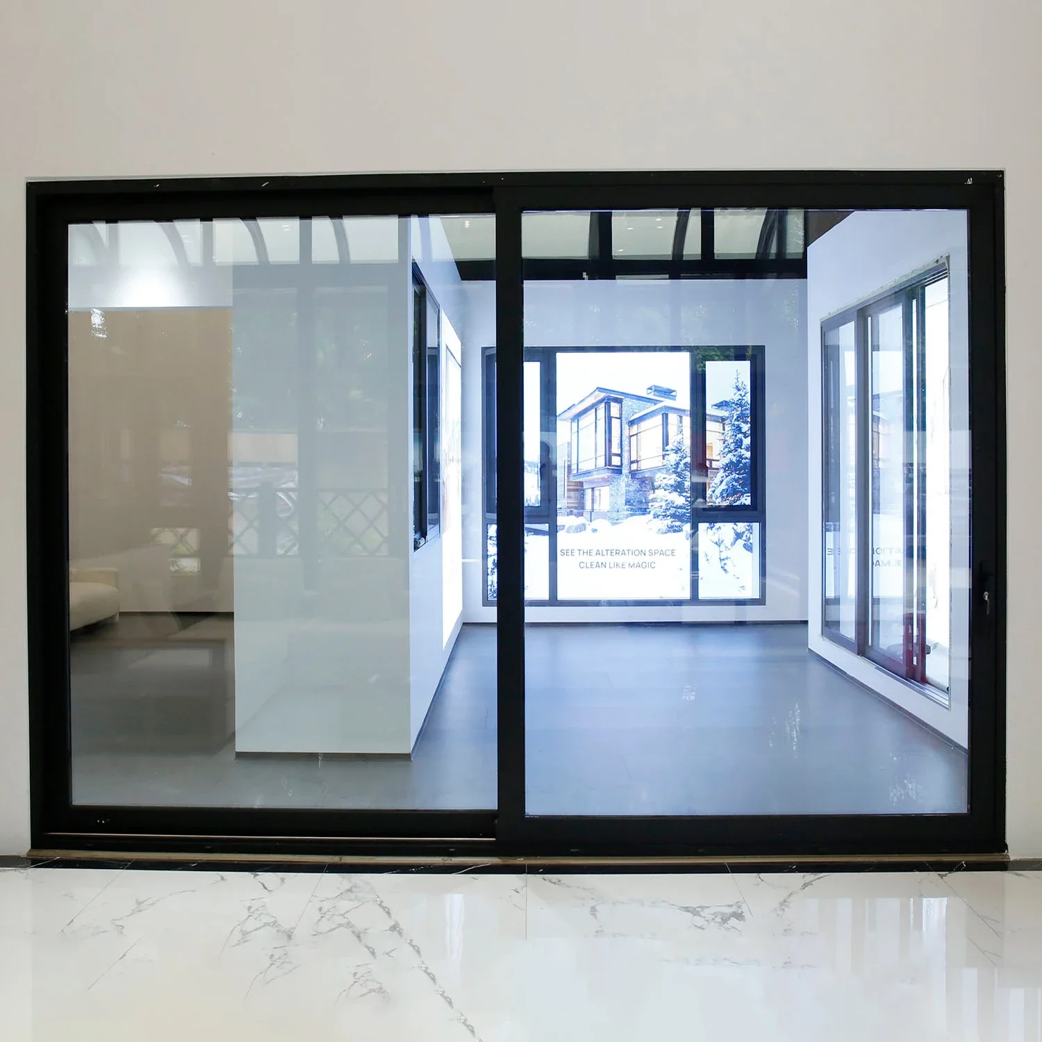 Sixinalu เลื่อนประตู 2.2 มม.อลูมิเนียมโปรไฟล์โลหะผสม Double-glazed Glass Partition Hurricane Impact ประตูระเบียงที่กําหนดเองในครัวเรือน