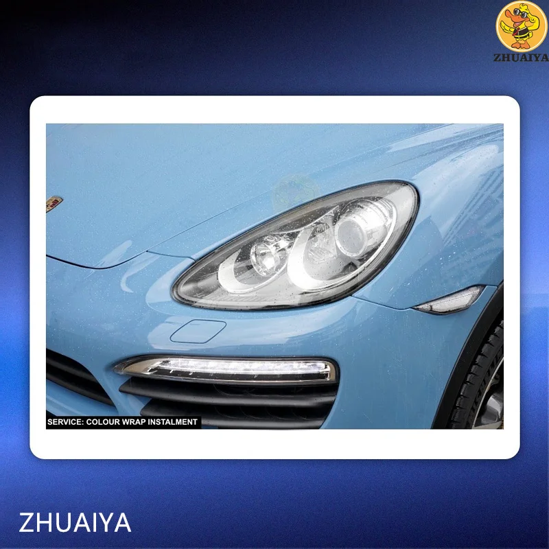 ZHUAIYA Hyper Gloss Metallic الصين الأزرق الفينيل التفاف فيلم تغليف السيارة لالتفاف فقاعة الحرة سهلة التركيب 1.52x17M #6