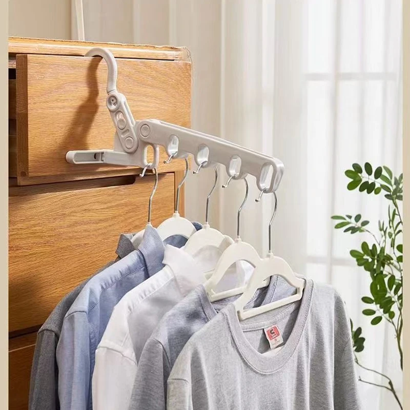 

1Pc Travel Clothes Rack Foldable Portable Clothes Hanger Dormitory Hotel Indoor Clothes Rack Foldable Five-Hole Clothes