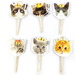 24pcs/lot Pet Cat Theme Cake Decorations Cake Topper Kids Girls Birthday Party Supplies Baby Shower Gift Cupcake Picks