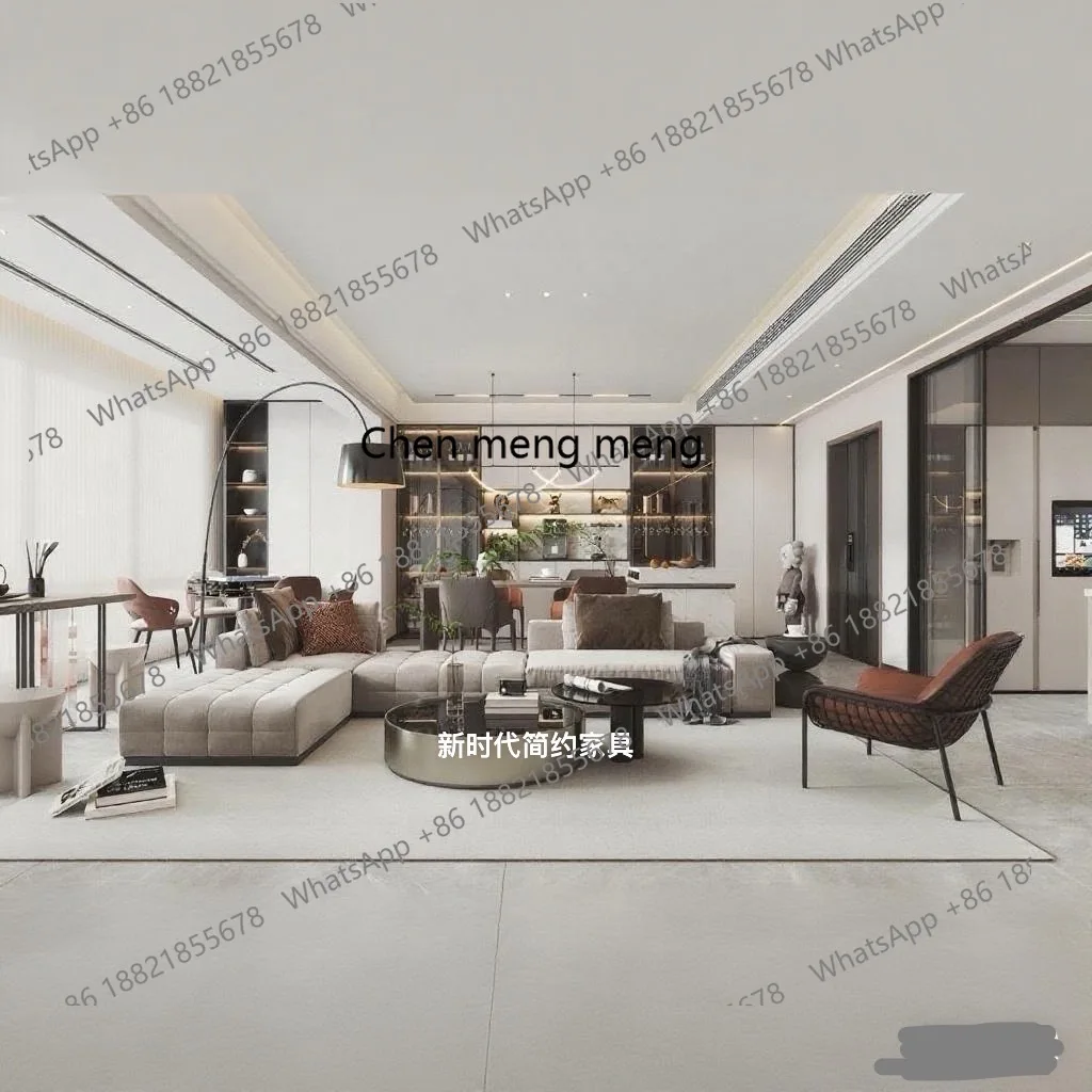Italian light luxury designer living room villa matte fabric sofa module combination