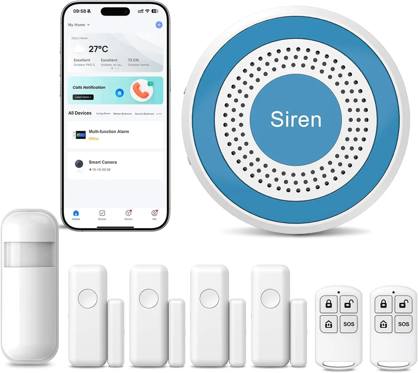 

Wireless Home Security Alarm System with App Alert, Motion Detection, Siren & Remote Control for 24/7 Protection