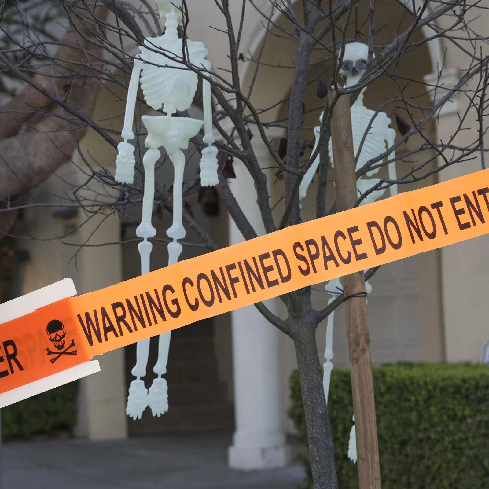 

5pcs Halloween Warning Tape Bright Color Pe Material For Indoor Outdoor Haunted House Party Decorations Halloween Decor