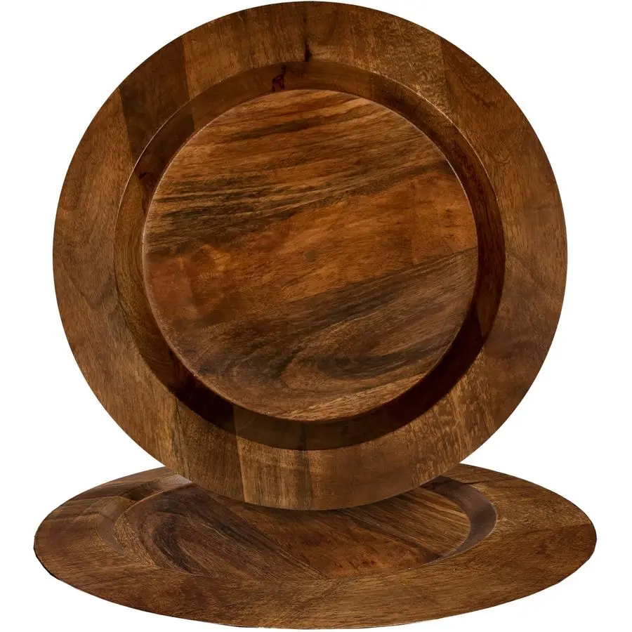 

Mango Wooden Plates Set of 213 Round Rustic Farmhouse Chargers for Dinner amp Charger Plates, Handcrafted Tableware for Charcute