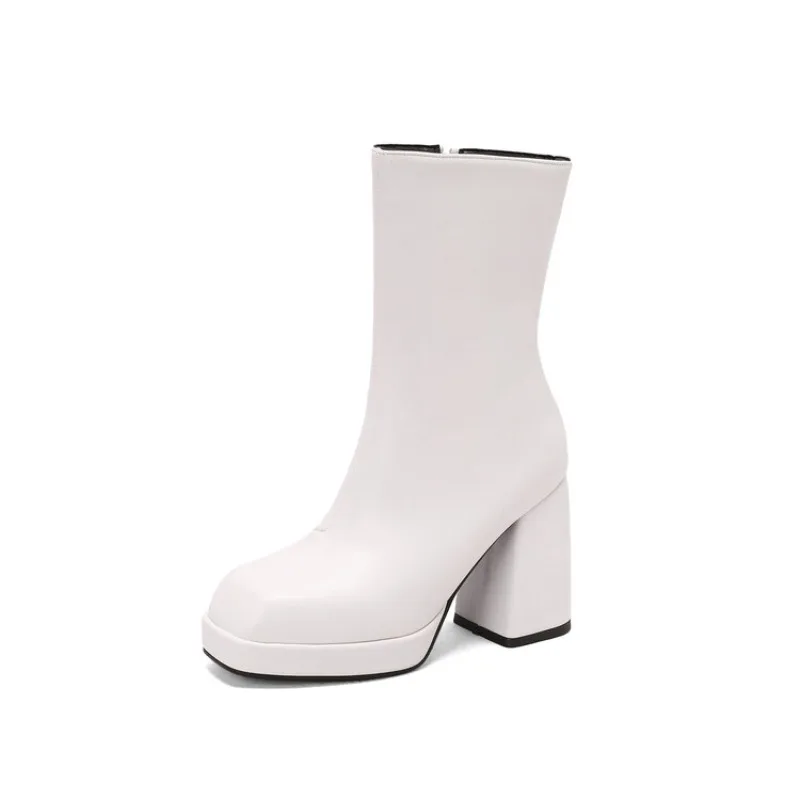 

Big sizewomens fashion boots Thick Heel Super high heel Square toes Fashion Height Increasing Minimally designed and comfortabl