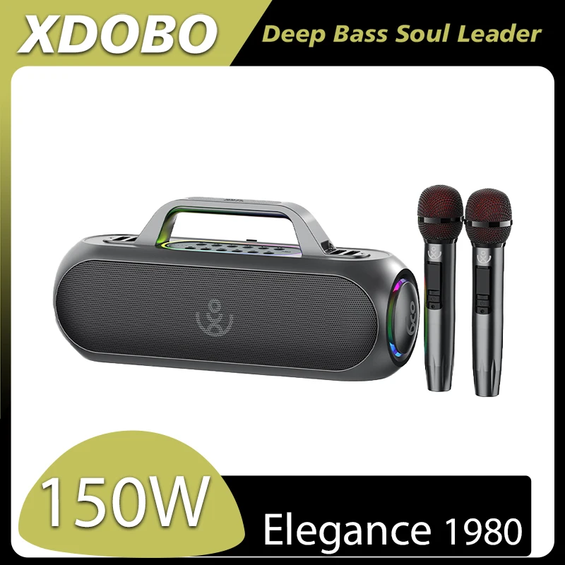 Karaoke XDOBO BMTL Elegance 1980 150 واط آلة محمولة مكبر صوت لاسلكي مع 2 ميكروفونات تسجيل حفلة التخييم المنزلية في الهواء الطلق