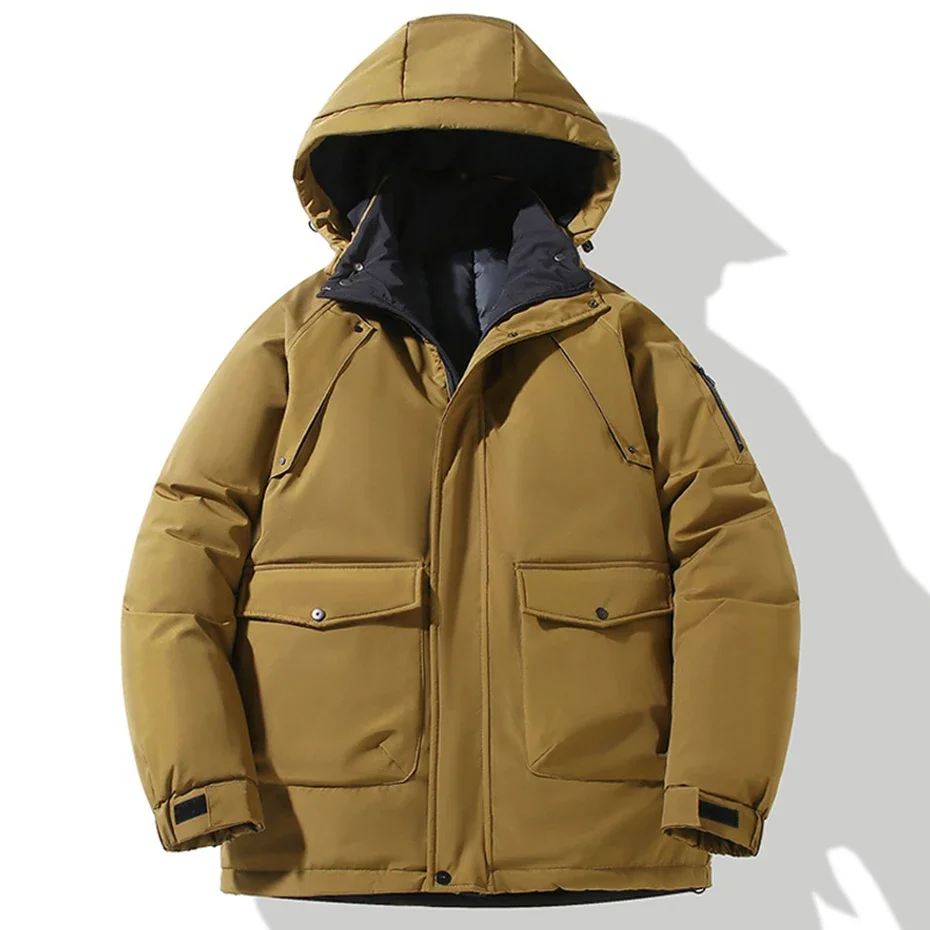 2024ฤดูหนาวParkas Men's Plusขนาด9XL 10XLเสื้อแจ็คเก็ตThicken Warm Hooded Coat Casualหลวมสีดําฤดูหนาวแจ็คเก็ตOutwear