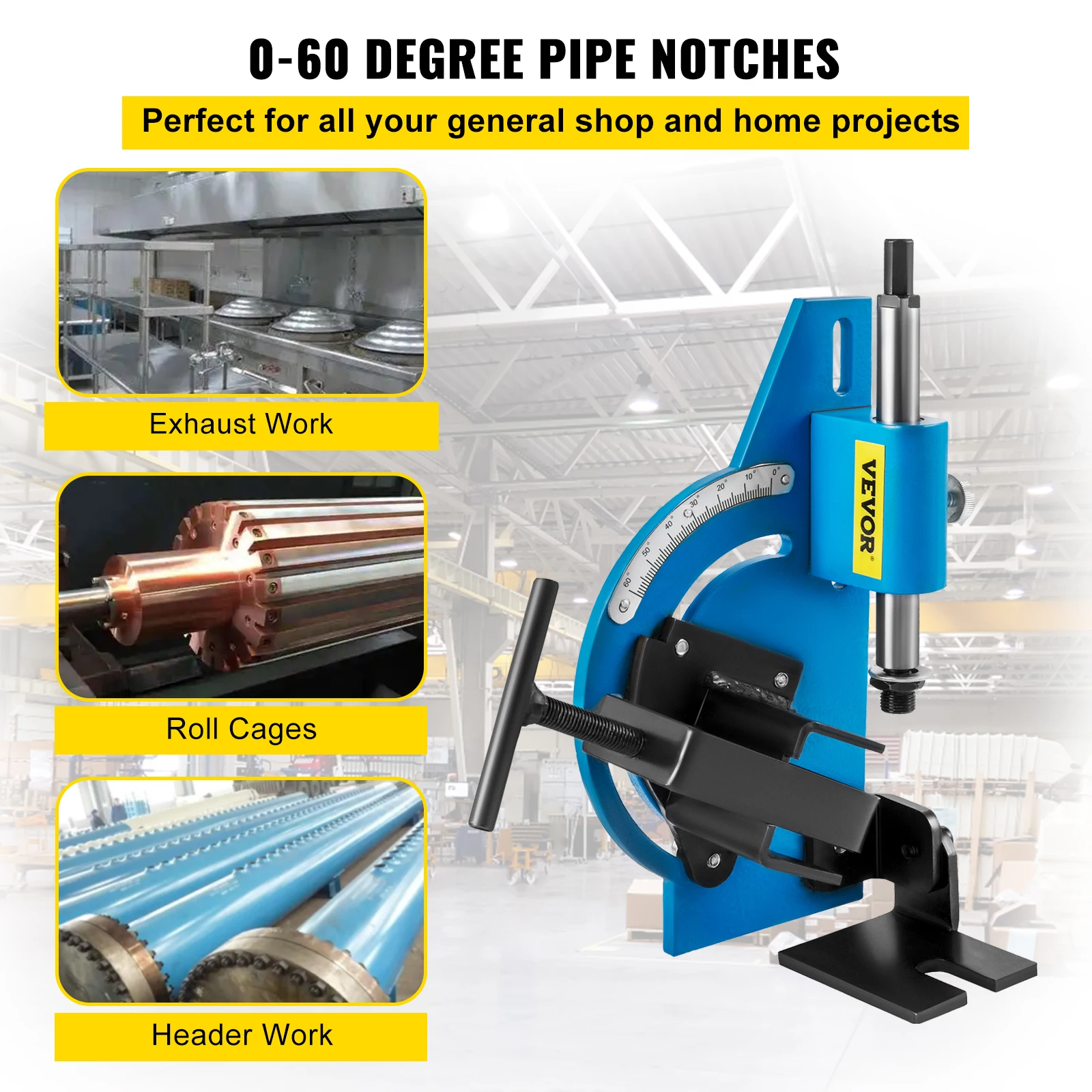 VEVOR Pipe Tubing Notcher 60 Degree Tubing and Pipe Notcher Hole Saw with Instructions for Cutting Holes Through Meta Wood Plast