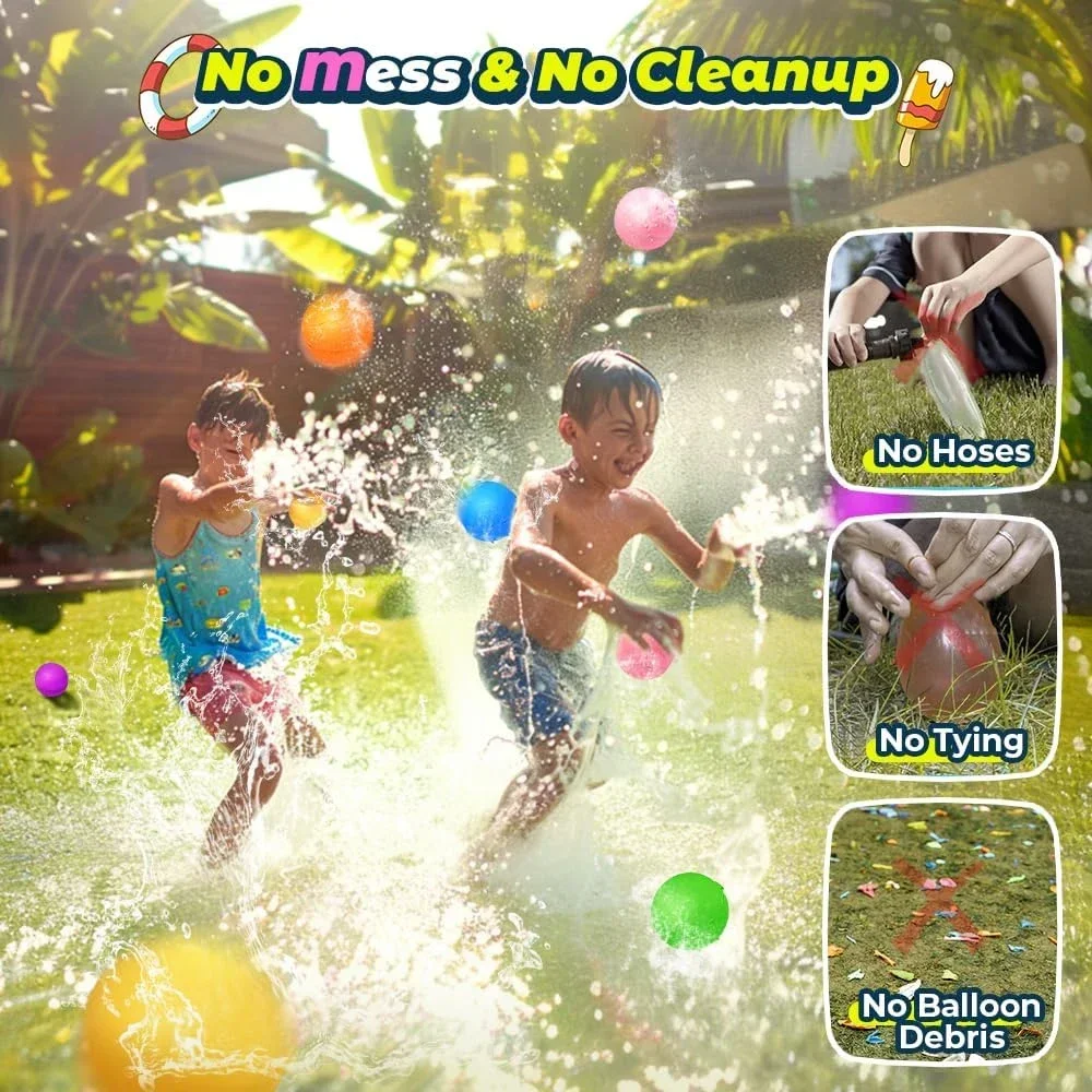 12/20PCS Reusable Water Polo Refillable Water Water Polo Quick Fill Self Sealing Water Splash Balls for Kids Swimming Pool