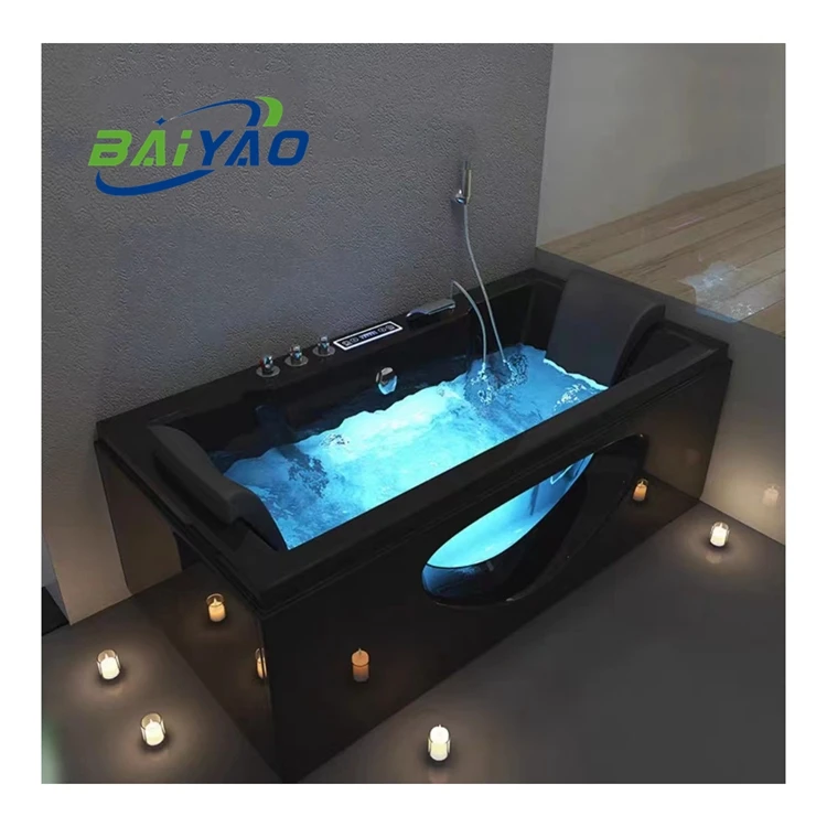 

Современная акриловая массажная ванна Starlit со светодиодной подсветкой Jaccuzzie, черная домашняя умная спа-ванна для замачивания Yakuzi с большой ванной для замачивания