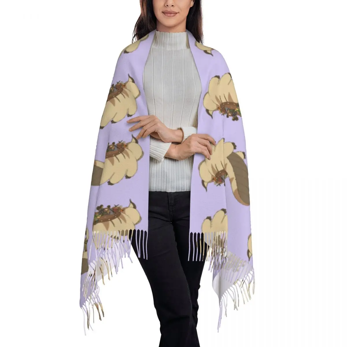 Appa Avatar The Last Airbender Scarf Tassel Scarves Women Soft Warm Shawls and Wraps Large Fall Winter Shawl Wrap