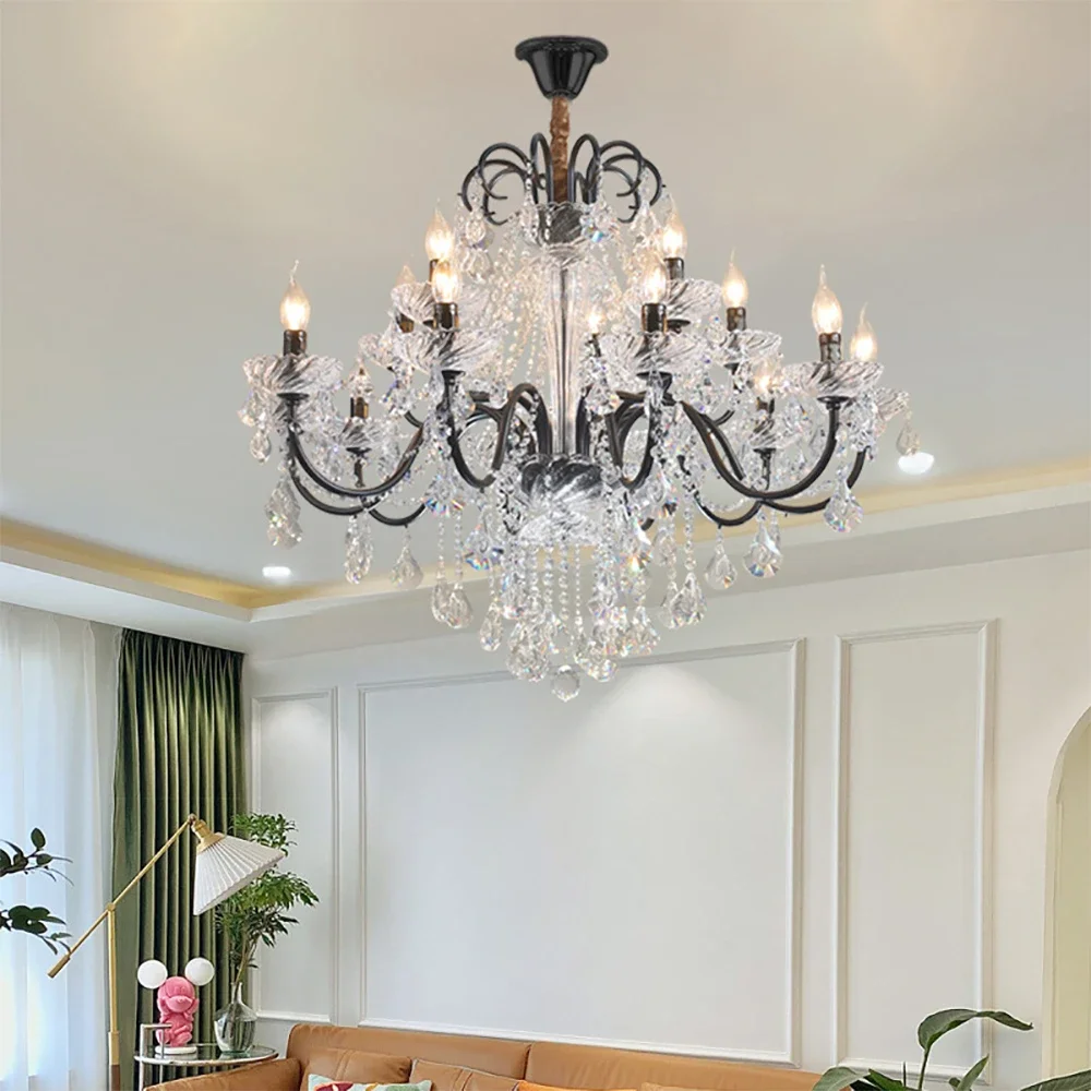 SAMAN French Luxury Crystal Pendent Lamp European Living Room Restaurant Bedroom Villa Hotel Duplex Staircase LED Chandelier