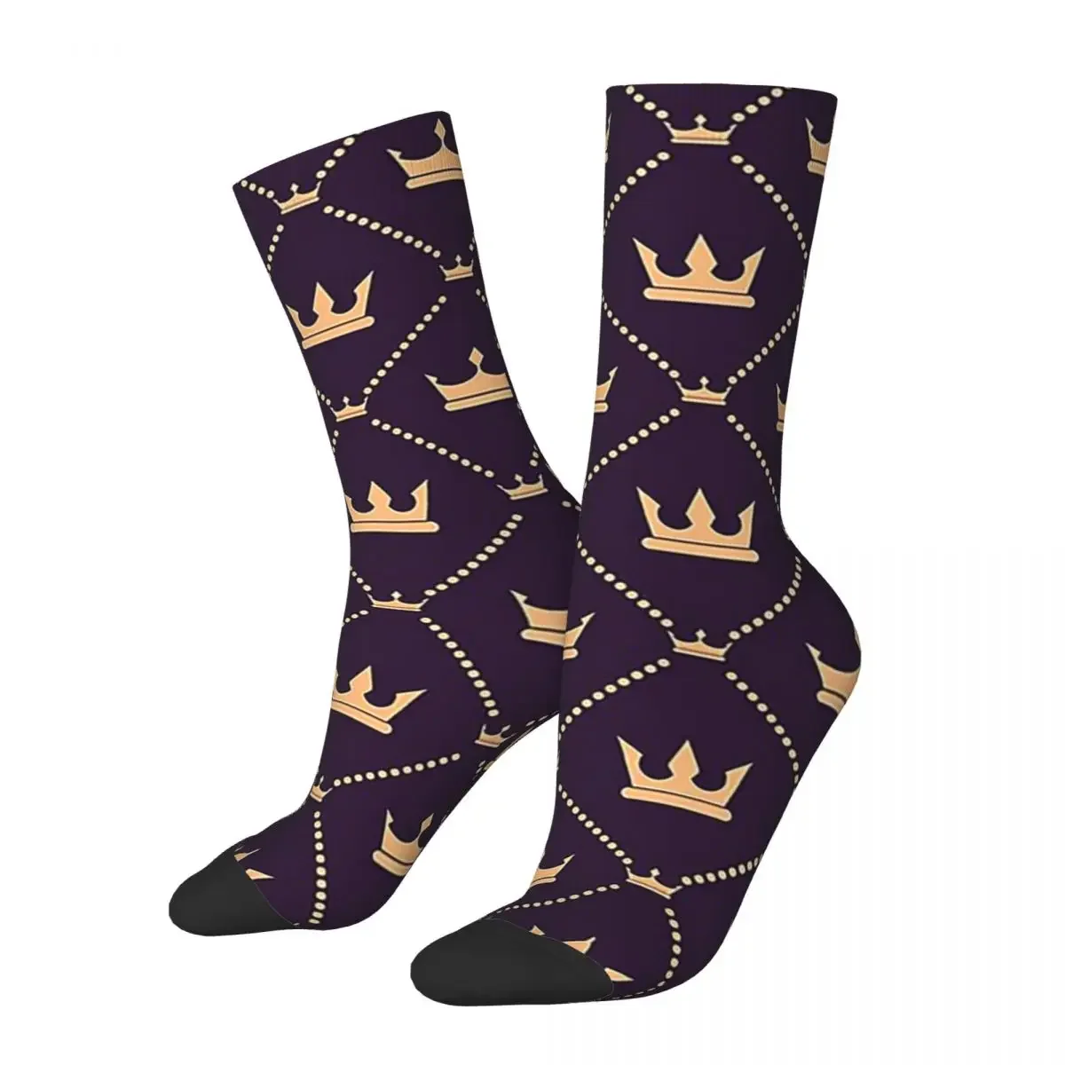 Chaussettes longues à motif couronne pour hommes et femmes, bas Harajuku, accessoires toutes saisons, cadeau d'anniversaire, haute qualité, mignon