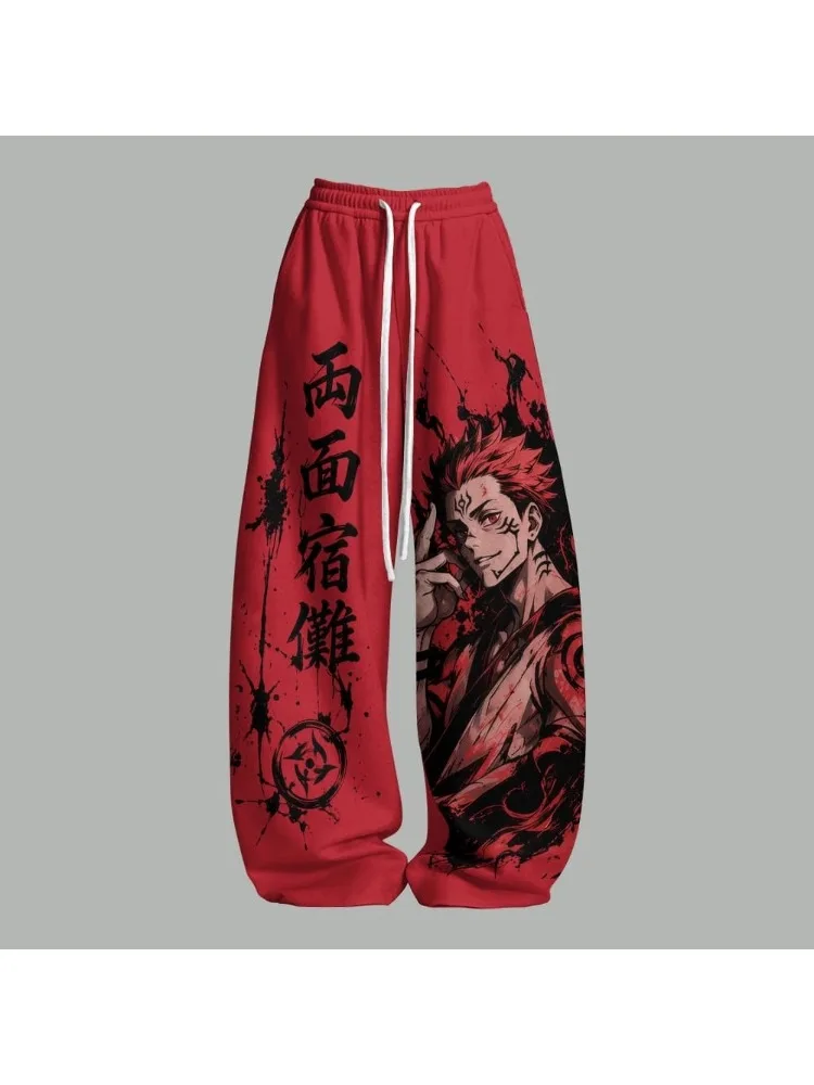 Jujutsu Kaisen Sukuna Kanji & Tintenspritzer Grafik Gerade Hose Sommer Schnelltrocknende Sporthose Unisex Streetwear Jogginghose